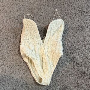 Zara Cream Textured One-Piece bodysuit
